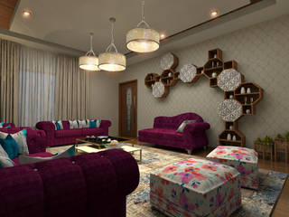 Living Room, Design & Creations Design & Creations Salas de estar ecléticas Pele falsa