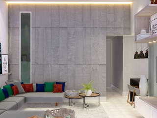Projeto Interiores - Salas Integradas, SCK Arquitetos SCK Arquitetos 现代客厅設計點子、靈感 & 圖片