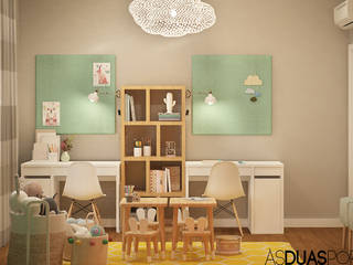 Interior Design 3D Happy Room, ÀS DUAS POR TRÊS, Arquitetura de Interiores e Decoração ÀS DUAS POR TRÊS, Arquitetura de Interiores e Decoração Kamar Bayi/Anak Modern