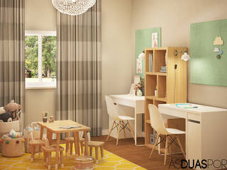 Interior Design 3D Happy Room, ÀS DUAS POR TRÊS, Arquitetura de Interiores e Decoração ÀS DUAS POR TRÊS, Arquitetura de Interiores e Decoração Детская комната в стиле модерн