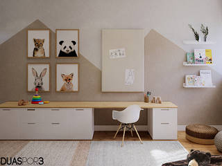 Interior Design 3D Baby Room, ÀS DUAS POR TRÊS, Arquitetura de Interiores e Decoração ÀS DUAS POR TRÊS, Arquitetura de Interiores e Decoração Quartos de criança escandinavos