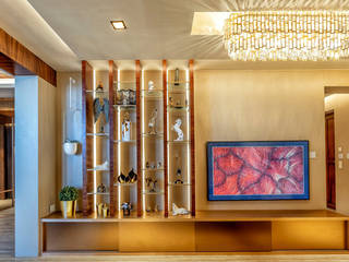 AJ Lux Apartment Part 2, S Squared Architects Pvt Ltd. S Squared Architects Pvt Ltd. Modern living room Copper/Bronze/Brass