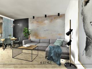 75m2 mieszkanie z potencjałem, 4-style Studio Projektowe Anna Molin 4-style Studio Projektowe Anna Molin Salas de estar modernas
