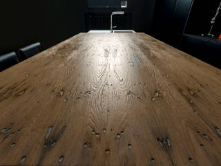 Cucina nera opaca e legno briccola., Toffini Cucine Toffini Cucine Kitchen Wood Wood effect