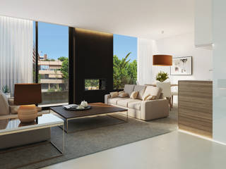 Building in Avenidas Novas, Architecture TOTE SER Architecture TOTE SER Modern living room