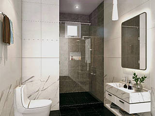 ALAUDEEN RESIDENCE, Izza Architects & Interior designers Izza Architects & Interior designers Modern bathroom Tiles