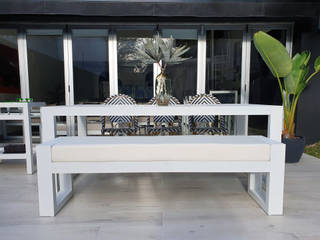 Comedor Nuvio blanco para exteriores, MÖGEN OUTDOOR MÖGEN OUTDOOR Modern dining room Aluminium/Zinc