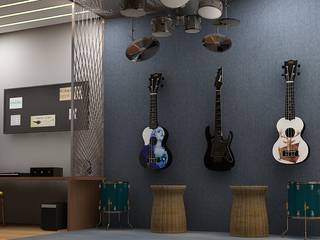 Music Studio, Design & Creations Design & Creations 컨트리스타일 미디어 룸
