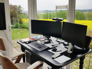 Wohnraumerweiterung mit Blick ins Grüne, passion-muenchen passion-muenchen Modern Study Room and Home Office Wood Wood effect