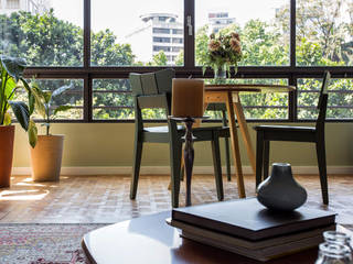 Edifício Louvre - Centro SP, Palladino Arquitetura Palladino Arquitetura Rustic style living room