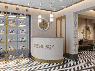 Sedat Biga Hair Studio Kuaför Salonu Dekorasyonu, HÇ Design Studio HÇ Design Studio Corredores, halls e escadas modernos