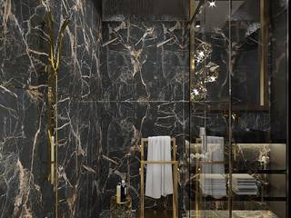 Czarna łazienka "Black luxe", Milchina Design Milchina Design Ванна кімната Мідь / Бронза / Латунь Різнокольорові