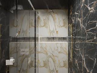 Czarna łazienka "Black luxe", Milchina Design Milchina Design 現代浴室設計點子、靈感&圖片 大理石 Black