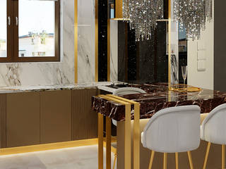 Kontemporary Chic, Milchina Design Milchina Design Built-in kitchens سلور / گولڈ Amber/Gold