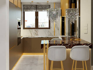 Kontemporary Chic, Milchina Design Milchina Design Built-in kitchens Copper/Bronze/Brass Beige