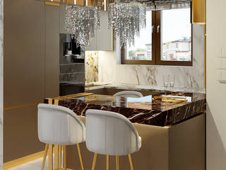Kontemporary Chic, Milchina Design Milchina Design Built-in kitchens سنگ مرمر Amber/Gold