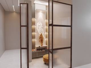 Mandir designed in corian with PU back panel and cabinets homify Living room design ideas Accessories & decoration