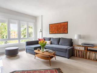 Una Segunda Oportunidad, Arquigestiona Reformas S.L. Arquigestiona Reformas S.L. Scandinavian style living room Engineered Wood White