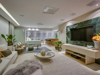 Apartamento SB | Balneário Camboriú / SC - Brazil , indiarq indiarq Scandinavian style living room Marble Green