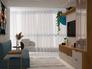 Design de Interiores | Apartamento E, Natusa Croce Arquitetura Natusa Croce Arquitetura Modern living room Wood Wood effect