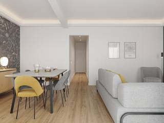 Apartamento Acolhedor em Campo de Ourique, Baobart Arquitetura e Design Baobart Arquitetura e Design Salas de estar modernas