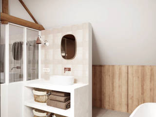 Une suite parentale à Genève, Studio Coralie Vasseur Studio Coralie Vasseur Rustic style bathroom