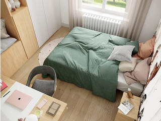 Une chambre de fille à Genève, Studio Coralie Vasseur Studio Coralie Vasseur Scandinavian style bedroom Wood Green