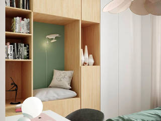 Une chambre de fille à Genève, Studio Coralie Vasseur Studio Coralie Vasseur Scandinavian style bedroom Wood Wood effect