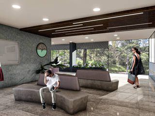 Lobby urbanización Puerta del Rodeo, Dot Arquitectura + diseño S.A.S Dot Arquitectura + diseño S.A.S Modern living room