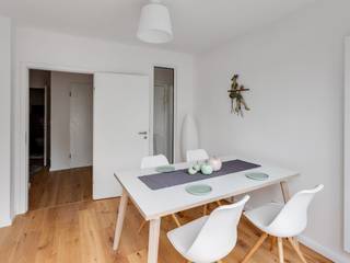 3-Zimmer Wohnung Weiß und Rosa in München, ADDA Home Staging ADDA Home Staging Salas de jantar modernas