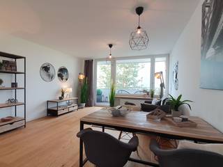 2-Zimmer moderne Wohnung in München, ADDA Home Staging ADDA Home Staging Ruang Makan Modern