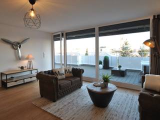 4-Zimmer Dachterrassenwohnung am Westpark, ADDA Home Staging ADDA Home Staging Phòng khách phong cách công nghiệp