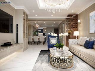 Thiết kế nội thất căn hộ Riverside Residence - 135m2, Công ty Cổ Phần Nội Thất Mạnh Hệ Công ty Cổ Phần Nội Thất Mạnh Hệ Salas de estar clássicas
