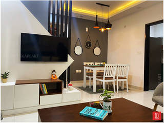 2 BHK Apartment in Chennai, Studio Skapeart Studio Skapeart Modern living room Solid Wood Multicolored