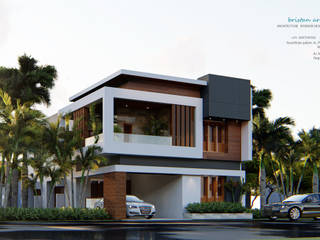 Contemporary Residence @ Kottar, Nagercoil, BRISTAN ARCHITECTS & INTERIOR DESIGNERS BRISTAN ARCHITECTS & INTERIOR DESIGNERS منازل