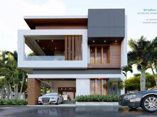 Contemporary Residence @ Kottar, Nagercoil, BRISTAN ARCHITECTS & INTERIOR DESIGNERS BRISTAN ARCHITECTS & INTERIOR DESIGNERS Villas