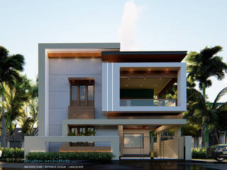 Box House @Nagercoil, BRISTAN ARCHITECTS & INTERIOR DESIGNERS BRISTAN ARCHITECTS & INTERIOR DESIGNERS Minimalist house