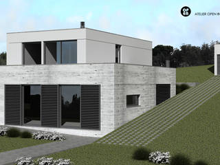 Casa da Encosta . Vila Franca de Xira, ATELIER OPEN ® - Arquitetura e Engenharia ATELIER OPEN ® - Arquitetura e Engenharia Dom pasywny Żelazo/Stal