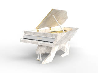 ITALIAN WHITE MARBLE PANTHER DESIGNER PIANO, Tesoro Nero Piano Company Tesoro Nero Piano Company Więcej pomieszczeń Marmur