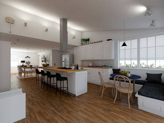 Kitchen and Bathrooms expansion, Tea Arquitectos Tea Arquitectos Kitchen units Wood Wood effect