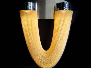 Halfpipe Wall-Sconce, willowlamp willowlamp Dining room میٹل Amber/Gold