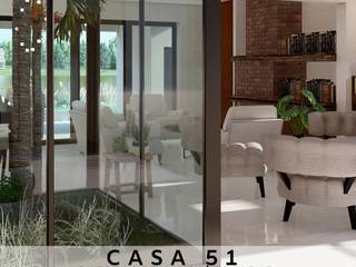 Casa 51 - Puertos del Lago, Escobar, D4-Arquitectos D4-Arquitectos モダンデザインの リビング 木 白色