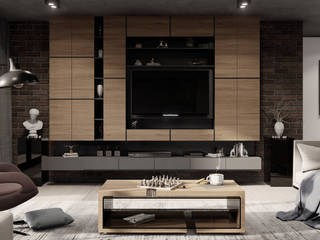 Apartamento AC- G8, HC Arquitecto HC Arquitecto Industrial style living room Wood Wood effect