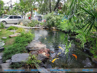 Công trình hồ cá koi sân vườn quán cafe, Hồ cá koi Miền Nam Hồ cá koi Miền Nam Vườn ao Cục đá Green