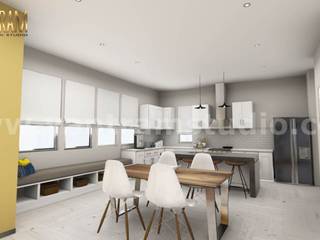 3D Interior Kitchen & Living room Design of Virtual Reality Real Estate Companies by Architectural Modeling Firm, Moscow, Russia, Yantram Architectural Design Studio Corporation Yantram Architectural Design Studio Corporation Dapur built in