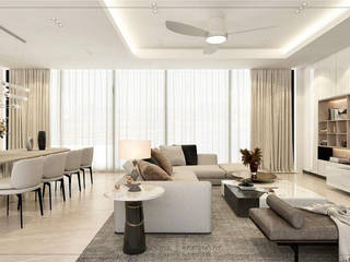 A Timelessly Immaculate Modern Home @ Thomson 800 Singapore Carpentry Interior Design Pte Ltd Modern living room Marble White
