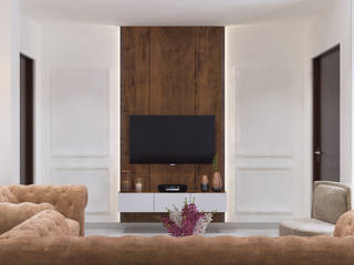 Accent wall with TV unit homify Living room
