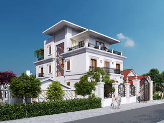 Biệt thự tân cổ điển, Công ty TNHH Thiết kế và Ứng dụng QBEST Công ty TNHH Thiết kế và Ứng dụng QBEST Villa Beton Bertulang White