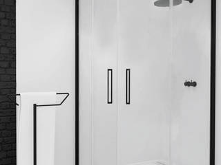 Tendencias en mamparas de diseño: perfilería negra., Balnearianweb Balnearianweb Modern style bathrooms Glass