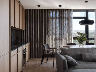 На одной волне, Design Studio Yuriy Zimenko Design Studio Yuriy Zimenko Built-in kitchens Wood Beige
